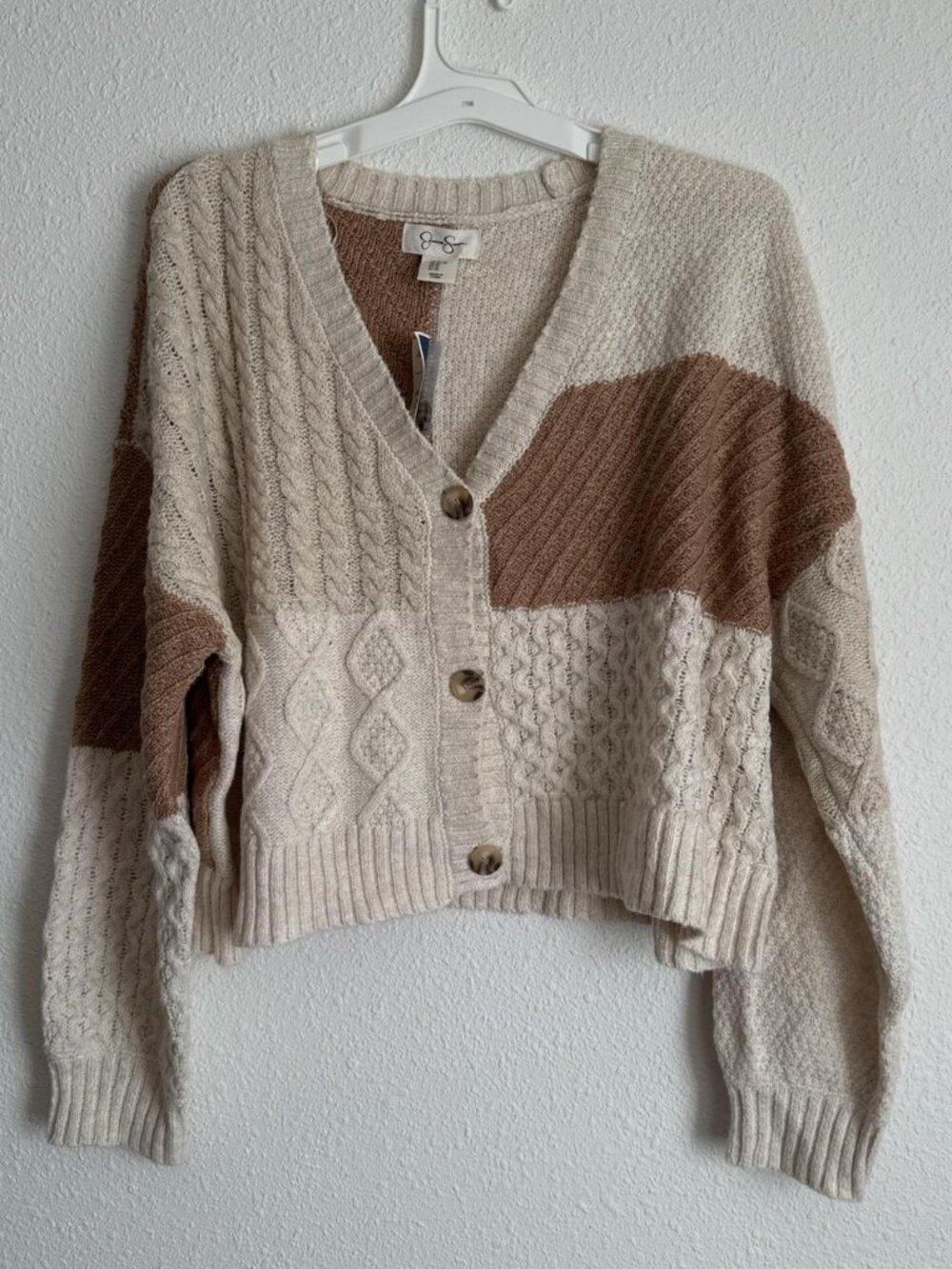 Jessica Simpson Women's Tan and Cream Cardigan